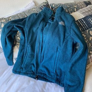 North Face teal zip up Osito jacket size M